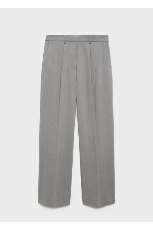 Gerade geschnittene Hose mit Stiften - Helles Graugrau - 3