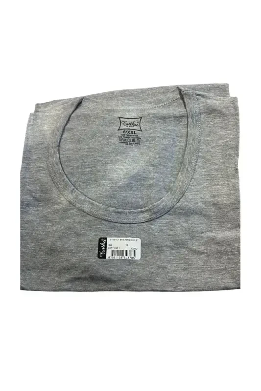 Penye Bisiklet Yoqali Qo'lli Kulrang Mayka 3 tasi-Kulrang - 1