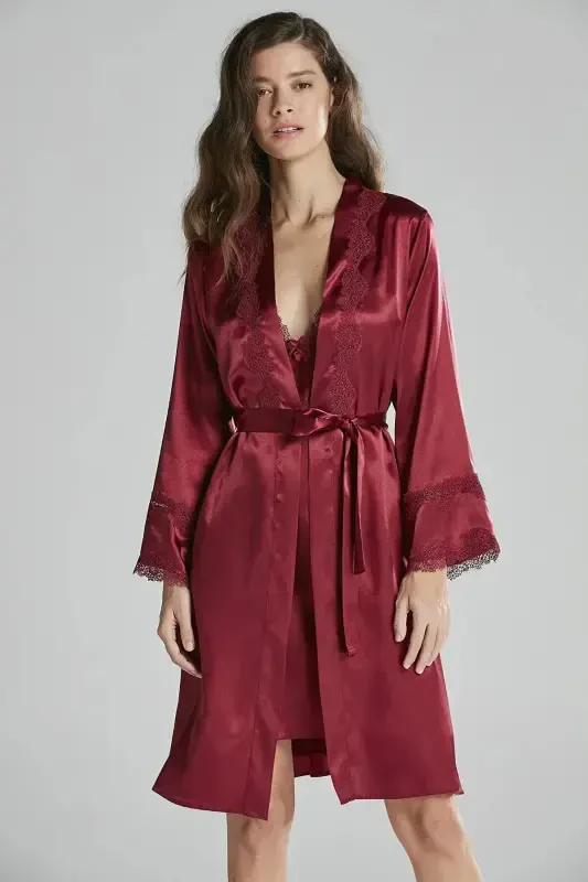 Penye Gecelik Sabahlık Pijama Takım Şort Takım 6'lı Çeyiz Seti -5965-Bordo - 1