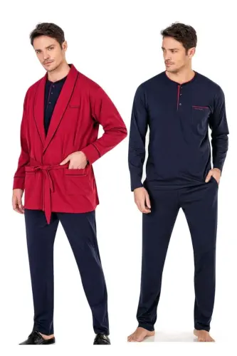 Penye Pijama & Robdöşambır Damat Çeyiz Seti-Bordo 