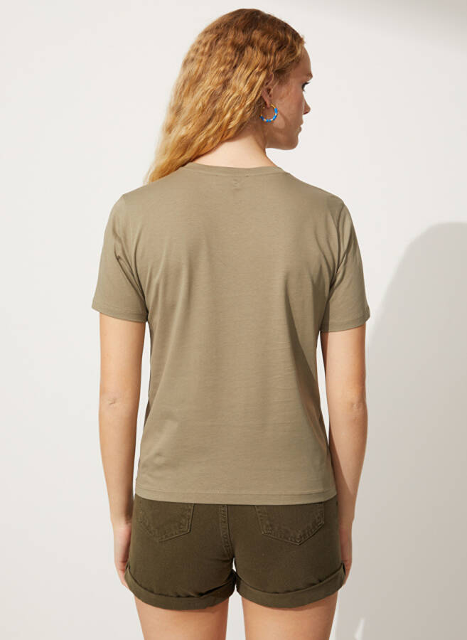 People By Fabrika Bike Neck Printed Khaki Women's T-Shirt SEMAR - 5