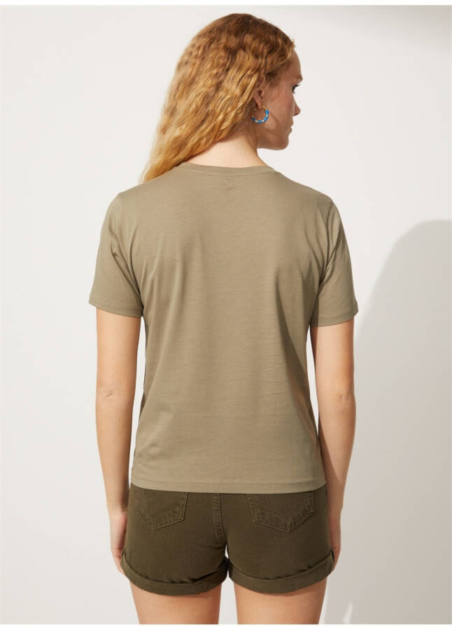 People By Fabrika Bike Neck Printed Khaki Women's T-Shirt SEMAR - 10