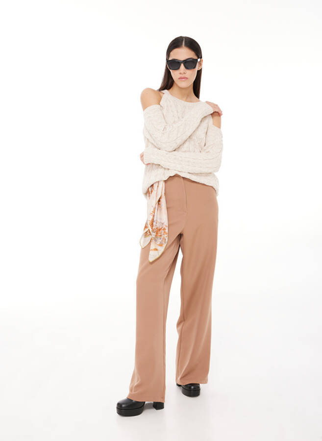 People By Fabrika High Waist Regular Camel Hair Women's Pants PBF3W-PNT-003 - 1