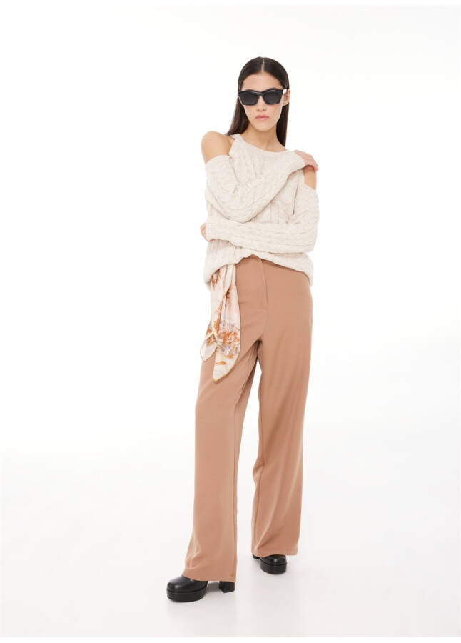 People By Fabrika High Waist Regular Camel Hair Women's Pants PBF3W-PNT-003 - 6