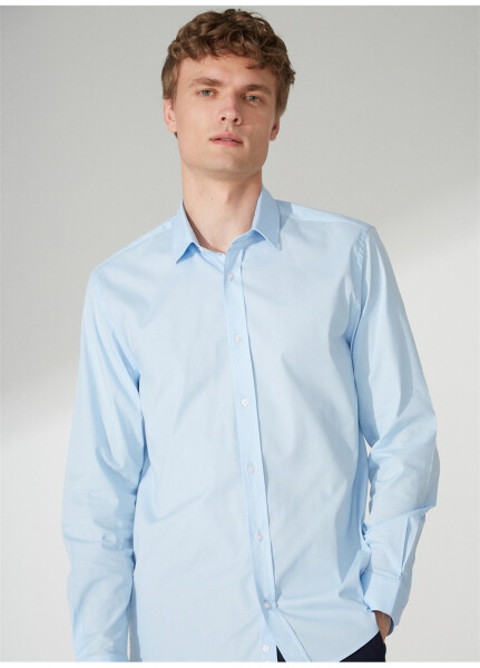 People By Fabrika Normal Button Down Collar Plain Blue Men's Shirt 23GM05 - 6