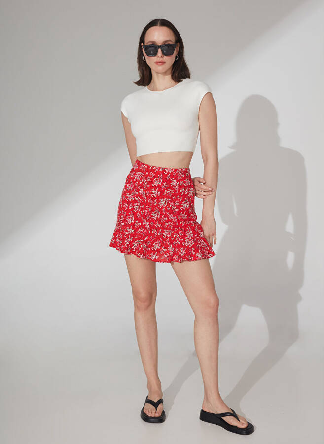 People By Fabrika Yuqori Belli Qizil Aёllar Uchun Bosma Mini Yubka ATTOCK-3 - 1