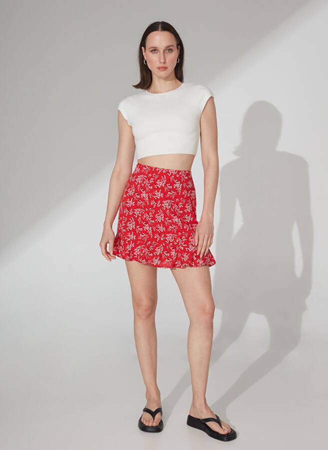 People By Fabrika Yuqori Belli Qizil Aёllar Uchun Bosma Mini Yubka ATTOCK-3 - 2