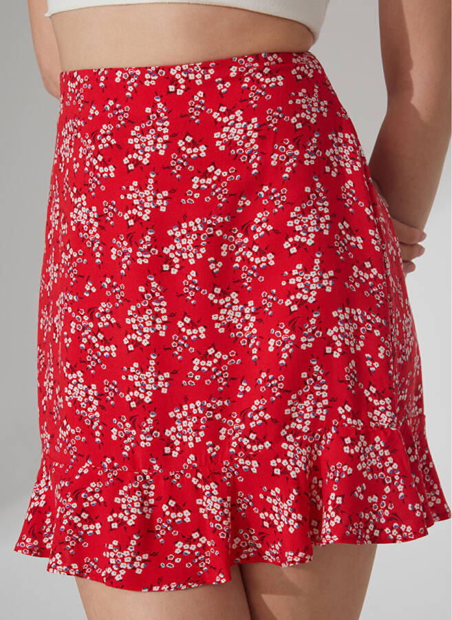 People By Fabrika Yuqori Belli Qizil Aёllar Uchun Bosma Mini Yubka ATTOCK-3 - 5