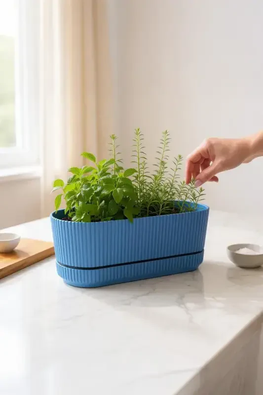 PERA 2 No LONG POT flower succulent cactus and plant pot. 3 LITER-Blue - 1