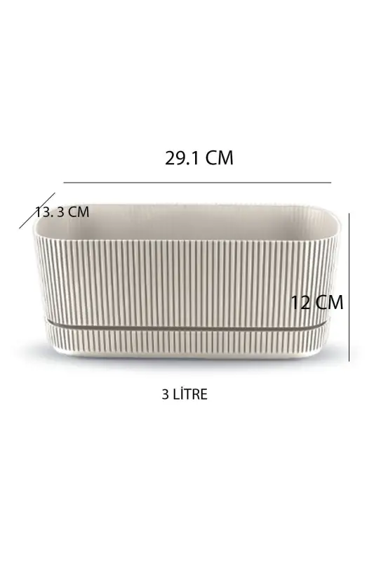Pera 2 No Uzun Saksı Çiçek Sukulent Kaktüs Ve Bitki Saksısı. 3 Litre - BEJ - 2