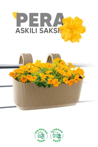 Pera Hanging Planter 3.2 Liters 29cm Plastic Garden Balcony Fence Railing Flower Pot-CREAM 