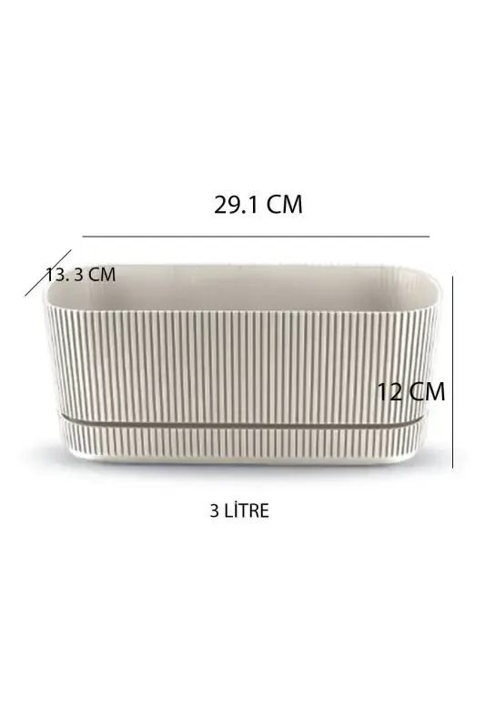 Pera No 2 Long Pot Flower Succulent Cactus and Plant Pot. 3 Liters-BEIGE - 2