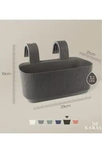 Pera Osma Saksiyasi 3,2 Litr 29cm Plastik Bog' Bog' Balkon To'siq Panjarasi Gul Saksiyasi-ANTRASIT - TEMMUZ HOME (1)