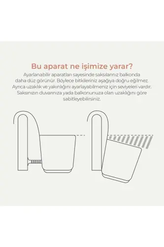 Pera Osma Sazı 3,2 Litr 29cm Plastik Bog' Balkon Panjara Tutqich Gul Sazı-KREM - 7