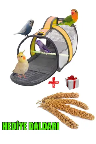 Perch, Mesh Parakeet Travel Bag (TRANSPARENT) Royal Milano-yellow (33CMX23CMX22CM) - ALAPET (1)
