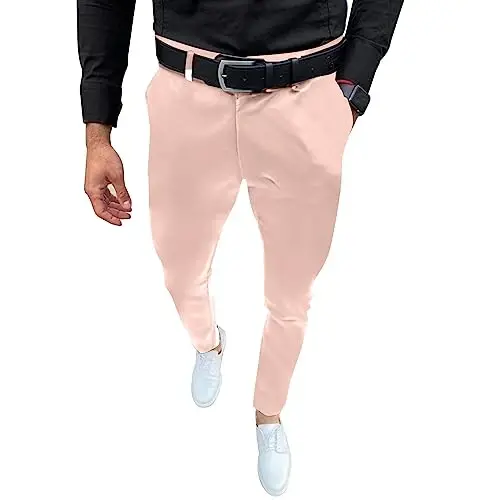 Percle Dress Pants for Men Business Casual Slacks Stretch Slim Fit Pants | Fashion, Fitted, Flat Front, Golf, Date, Wedding - 1