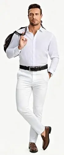 Percle Dress Pants for Men Business Casual Slacks Stretch Slim Fit Pants | Fashion, Fitted, Flat Front, Golf, Date, Wedding - 5