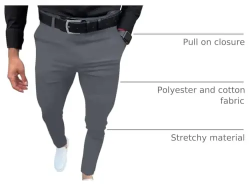 Percle Dress Pants for Men Business Casual Slacks Stretch Slim Fit Pants | Fashion, Fitted, Flat Front, Golf, Date, Wedding - 4