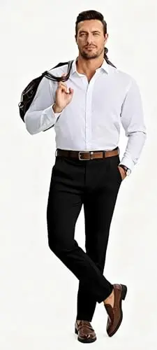 Percle Dress Pants for Men Business Casual Slacks Stretch Slim Fit Pants | Fashion, Fitted, Flat Front, Golf, Date, Wedding - 5