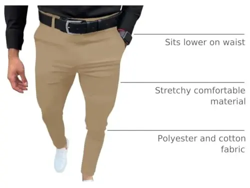 Percle Dress Pants for Men Business Casual Slacks Stretch Slim Fit Pants | Fashion, Fitted, Flat Front, Golf, Date, Wedding - 4