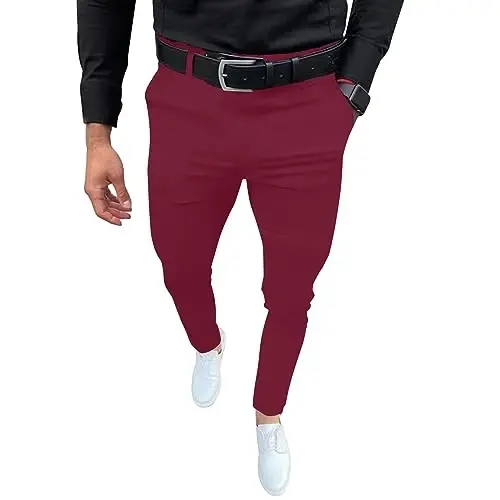 Percle erkaklar uchun rasmiy shimlar biznes kundalik shimlar cho'ziluvchan tor shimlar | Moda, Tor, Tekis old qism, Golf, Uchrashuv, To'y - 1