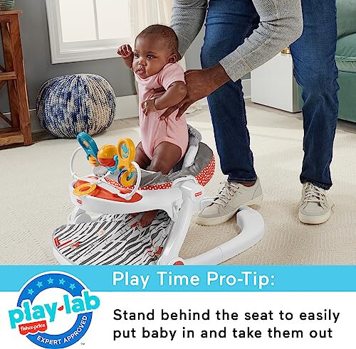 Переносной детский стульчик Fisher-Price Premium Sit-Me-Up Floor Seat с подносом для перекусов и игровой дугой, плюшевой подушкой, лисой-невидимкой - 30