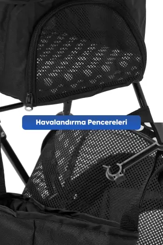 Perez Cat & Dog Stroller Black, 42x63x89cm - 3