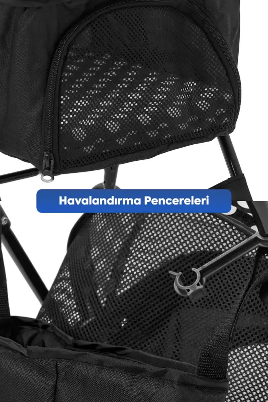 Perez Cat & Dog Stroller Black, 42x63x89cm - 3