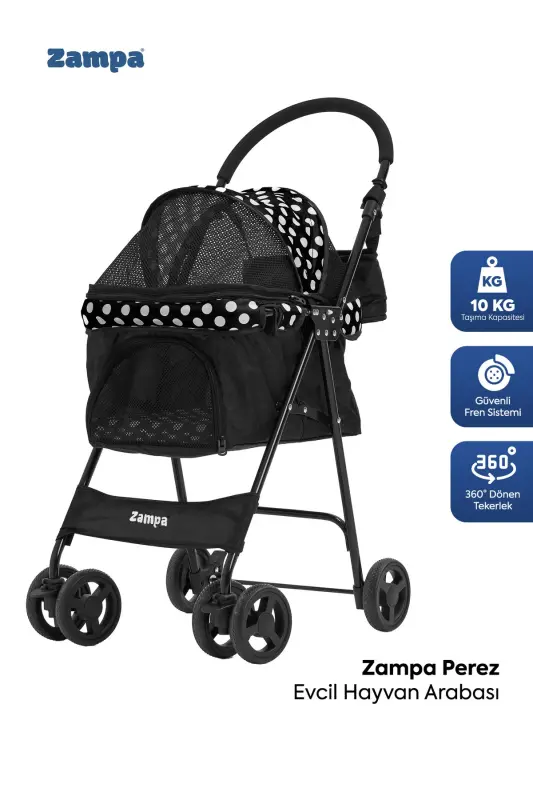 Perez Kedi ve Köpek Arabası Siyah 42x63x89 Cm - 1