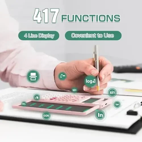 Перезаряжаемый научный калькулятор для студентов, розовый 991ES MAX складной научный калькулятор с блокнотом 417 функций, солнечная энергия, научные калькуляторы для средней и старшей школы (розовый) - 3