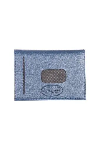 Perforated Internal Snap-Opening Credit Card Wallet 7 Compartments L.Leather Navy Blue (knp-6l) Model-Navy - 1