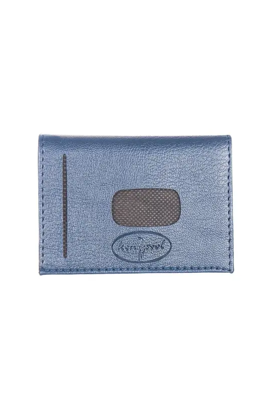 Perforated Internal Snap-Opening Credit Card Wallet 7 Compartments L.Leather Navy Blue (knp-6l) Model-Navy - 1