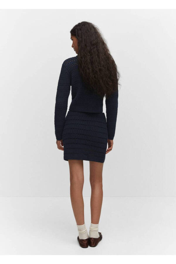 Perforated Knit Mini Skirt - 4