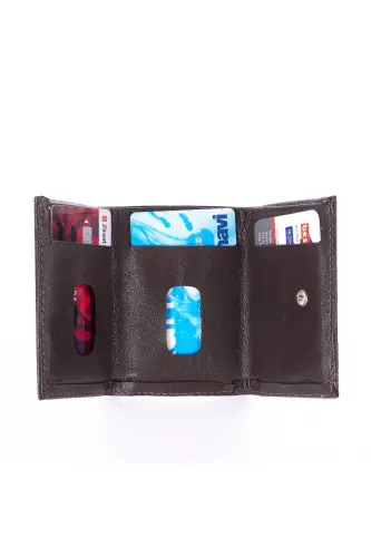 Perforated Snap-Open Credit Card Wallet with 7 Compartments Genuine Leather Tan (knp-6t) Model-Tan - 3