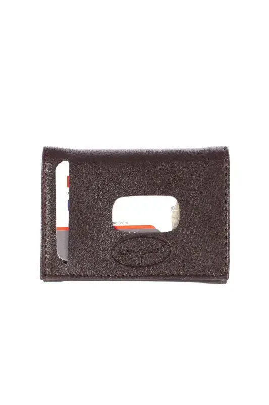 Перфорированный картхолдер с внутренними кнопками, 7 отделений, из натуральной кожи, цвет таба (модель knp-6t)-таба - KENPOOL