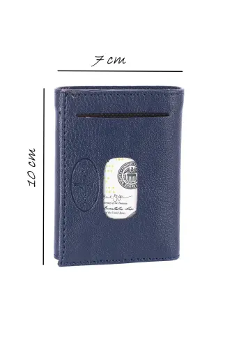 Перфорированный картхолдер с внутренними кнопками, 7 отделений, модель из искусственной кожи S.deri Laci (knp-6l) - темно-синий - 4