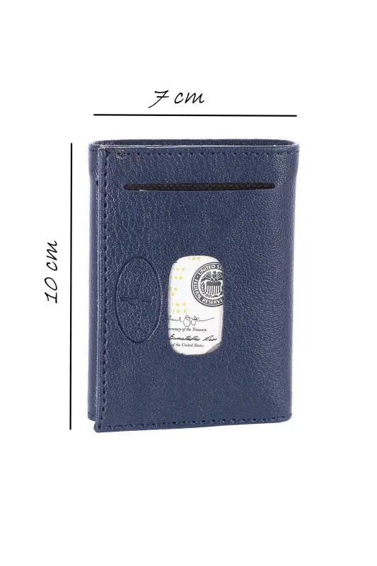 Перфорированный картхолдер с внутренними кнопками, 7 отделений, модель из искусственной кожи S.deri Laci (knp-6l) - темно-синий - 4