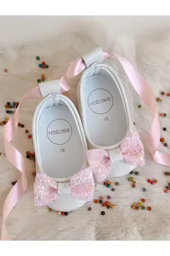 Perla Açık Lila Taşlı Hakiki Deri Bebek Babet Ayakkabı-Açık Lila Taşlı - Modazone (1)