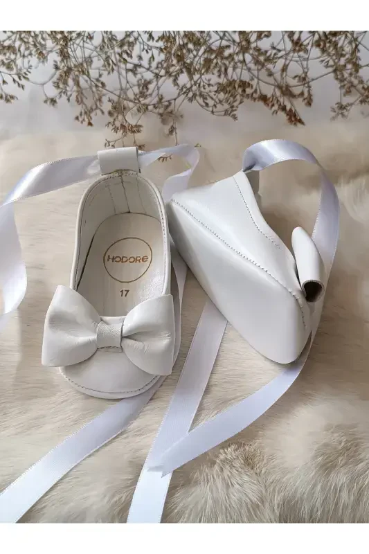 Perla Beyaz Hakiki Deri Bebek Mokasen-Mat Beyaz - 2