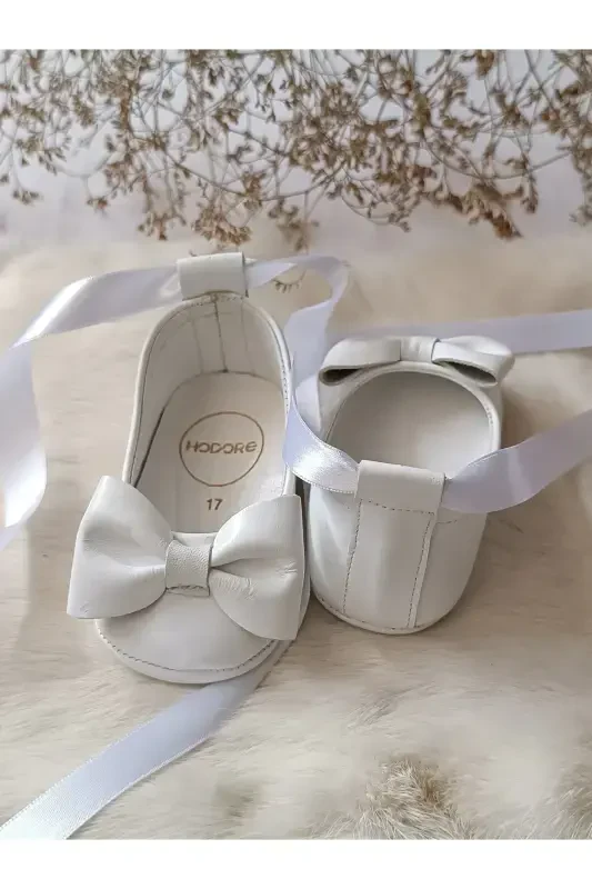 Perla Beyaz Hakiki Deri Bebek Mokasen-Mat Beyaz - 3
