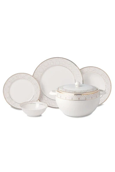 Perla Collection 60 Piece A8366 Round 12 Person Dinner Set - KORKMAZ