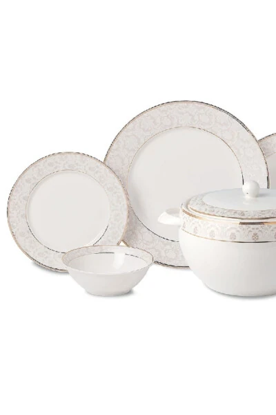 Perla Collection 60 Piece A8366 Round 12 Person Dinner Set - KORKMAZ (1)
