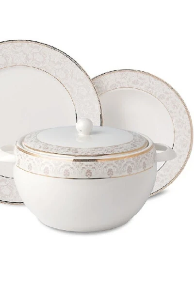 Perla Collection 60 Piece A8366 Round 12 Person Dinner Set - 3