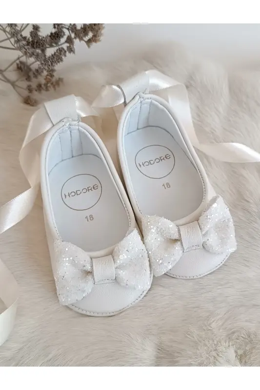 Perla Cream Stone Genuine Leather Baby Ballet Shoes - Cream Stone - 5