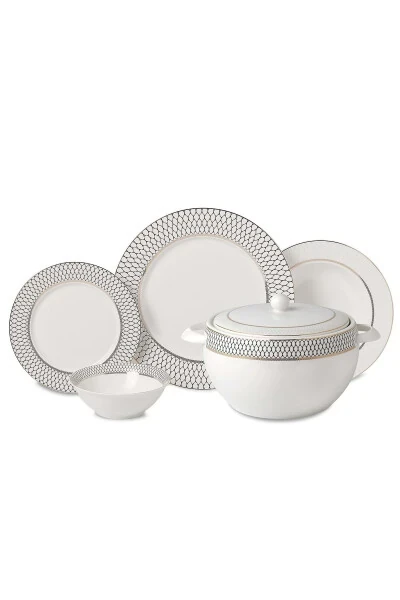 Perla Kollektsiyasi 60 dona A8362 yumaloq ovqat to'plami - KORKMAZ