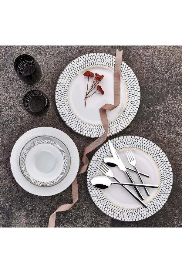 Perla Kollektsiyasi 60 dona A8362 yumaloq ovqat to'plami - 2