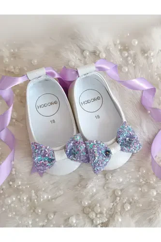 Perla Mor Toshli Haqiqiy Teri Bebek Babet Poyabzal - Mor Toshli - 1