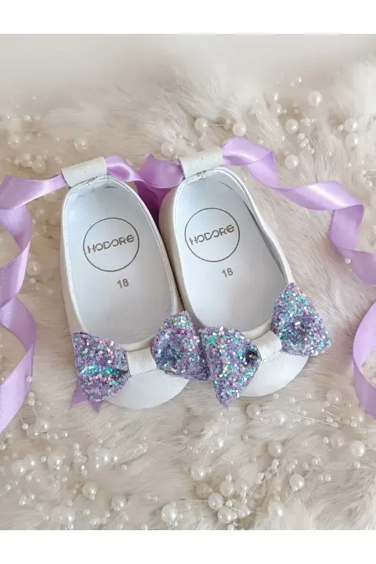 Perla Mor Toshli Haqiqiy Teri Bebek Babet Poyabzal - Mor Toshli - 1