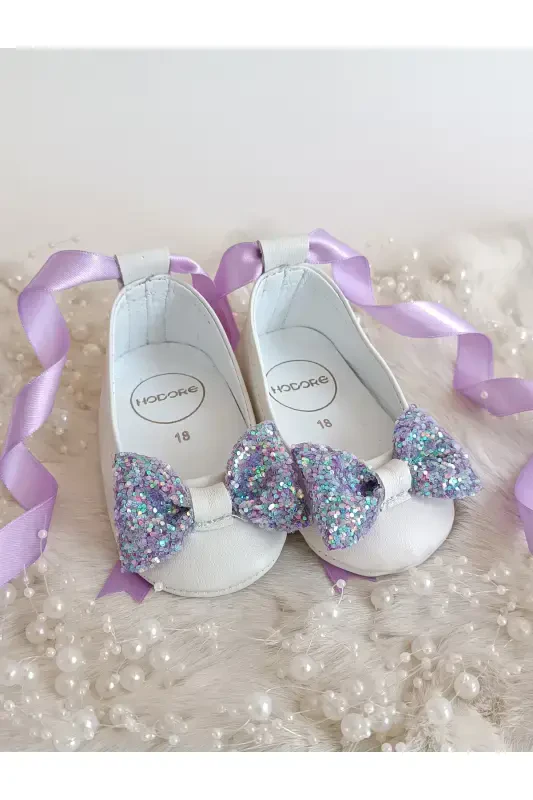 Perla Mor Toshli Haqiqiy Teri Bebek Babet Poyabzal - Mor Toshli - 4