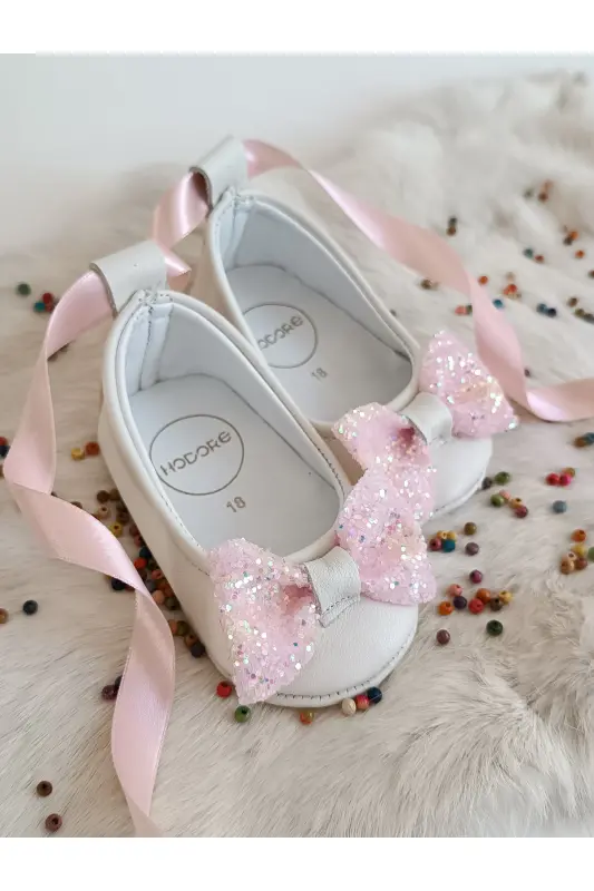 Perla Open Lilac Stone Genuine Leather Baby Ballet Shoes-Open Lilac Stone - 3